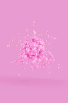 3D background of abstract pink shiny spheres. 3D rendering. Stock Illustration
