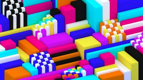 3d background. Abstract wallpaper. Pop art. Bright 3d geometric objects. Stock-Illustration