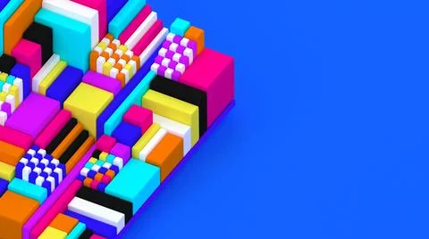 3d background. Abstract wallpaper. Pop art. Bright 3d geometric objects. Stock-Illustration