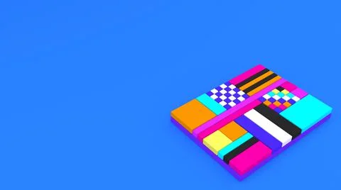 3d background. Abstract wallpaper. Pop art. Bright 3d geometric objects. Stock-Illustration