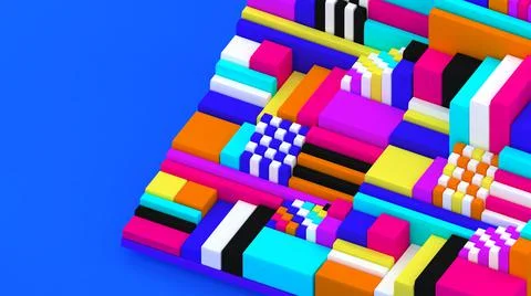 3d background. Abstract wallpaper. Pop art. Bright 3d geometric objects. Stock-Illustration