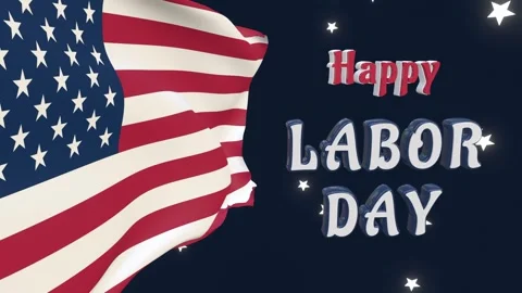 3d background American labor day with waving flag Stock Footage 282437027