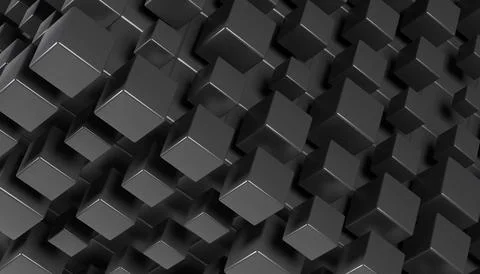 3d background with black cubes, geometric abstract illustration Stock Illustration