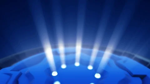 3D Background Blue Awards Platform Rotation With Rays Light Loop Stock Footage 108747111