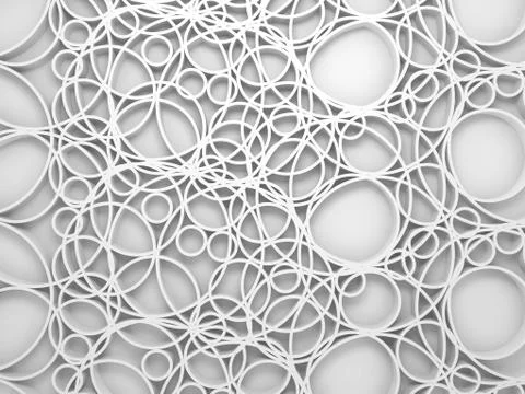 3d background with chaotic intersected relief circles pattern Stock Illustration