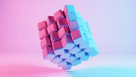 3D background composed of soft cubes, creating a visually appealing and tacti Illustrazione stock
