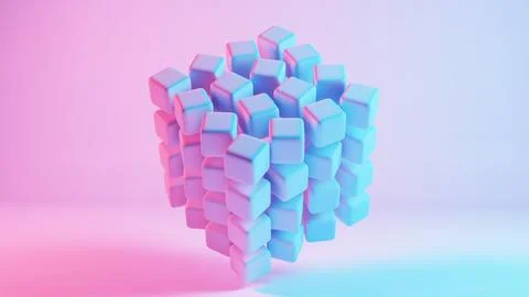 3D background composed of soft cubes, creating a visually appealing and tacti Stock Illustration