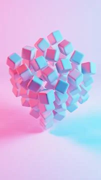 3D background composed of soft cubes, creating a visually appealing and tacti Stock Illustration