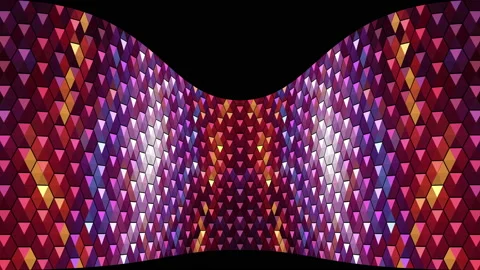 3D background in a curved wall. Curved flexible wall made of red and purple Stock-Footage 150561332