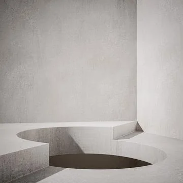 3D Background, Empty Concrete Room with Hole on Floor for Product Display Stock Illustration