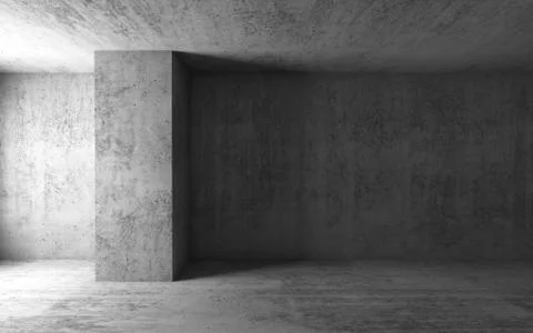 3d background, empty gray concrete room interior Stock Illustration
