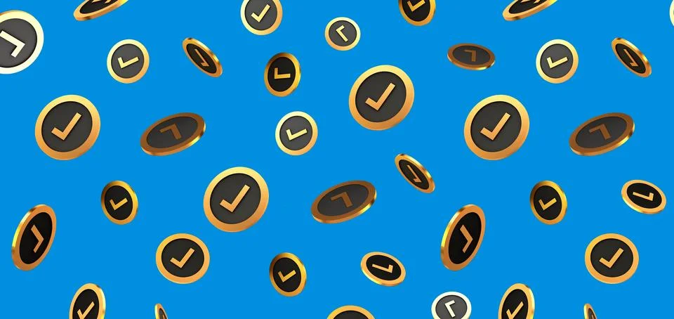 3d background with icon check mark in 360 degree rotated in diferent sides.3d Stock Illustration