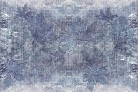 3d background, maple leaves on denim texture Stock Illustration