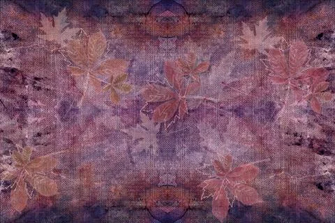 3d background, maple leaves on Fabric canvas texture Stock Illustration