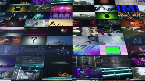 3d background with modern digital technology video wall. A intro montage Video stock 308314675