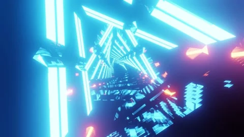3d background of a moving tunnel in the shape of a triangle Stock Footage 172537383