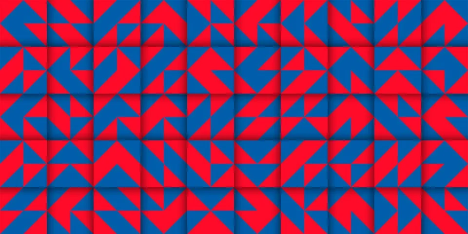 3D background multi-level squares pattern tiles with shadows and simple geome Illustrazione stock