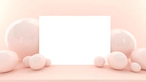 3d background with paper sheet. Place for text. Ball. Sphere. Bubble. Stock-Illustration