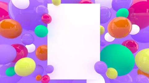 3d background with paper sheet. Place for text. Ball. Sphere. Bubble. Stock-Illustration