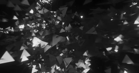 3d background of random moving triangles particles. black and white, seamless Stock Footage 171027738