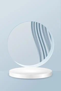 3D background with realistic white podium. Abstract minimal scene on the Stock Illustration