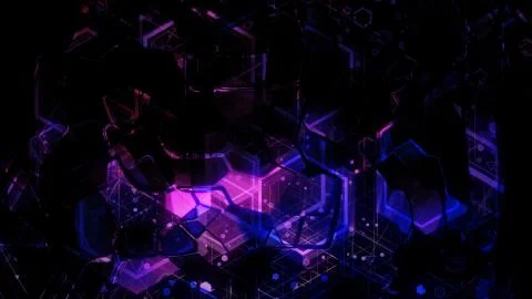 3D background rendering based on luminous color geometric shapes of different Stock Illustration