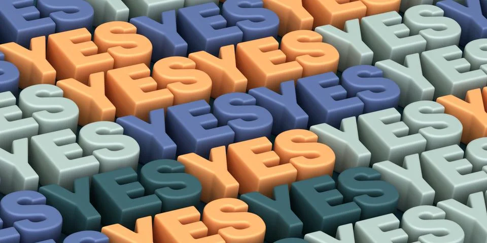 3d background with repeating word yes Stock Illustration