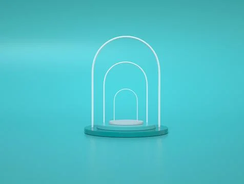 3d background template with geometric shapes and arch, stairs, fashion podium Stock Illustration