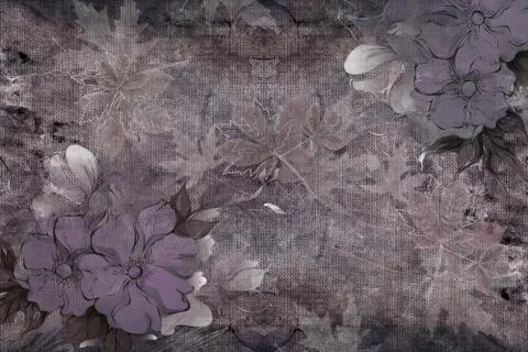 3d background texture, wild flowers on fabric canvas Stock Illustration