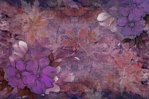 3d background texture, wild flowers on fabric canvas Stock Illustration