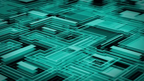 3D background with translucent layered turquoise and cyan rectangular patterns Stock Footage 345918351