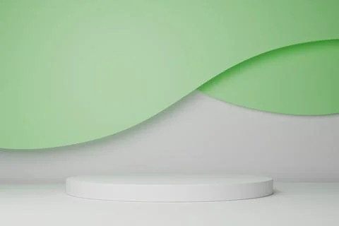 3D background with white podium, light mint green curves and gray base 스톡 일러스트
