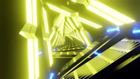 3d background of a yellow tunnel Video stock 173631184