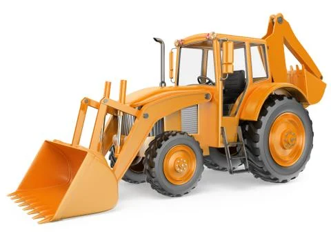 3D Backhoe loader. Digger Stock Illustration