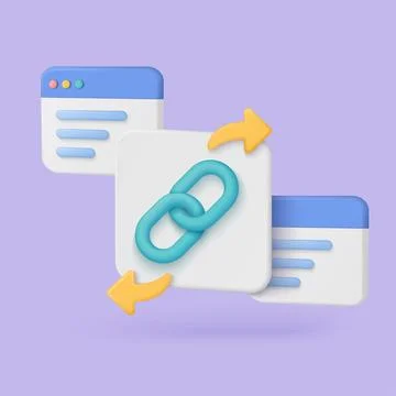 3D Backlinks Concept with Web Elements 스톡 일러스트