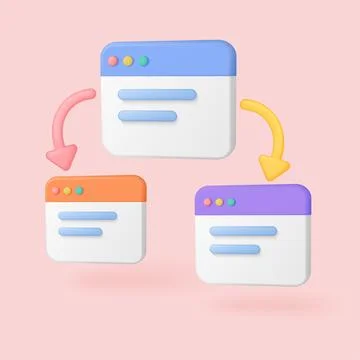 3D Backlinks Concept with Web Windows Stock Illustration