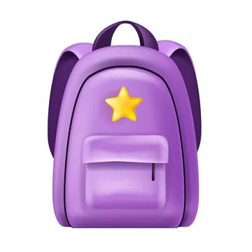 3D backpack icon, vector school bag illustration, cartoon student education Stockillustratie