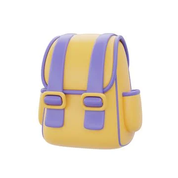 3d backpack isolated on white background, Back to school concept, 3d renderin Stock Illustration