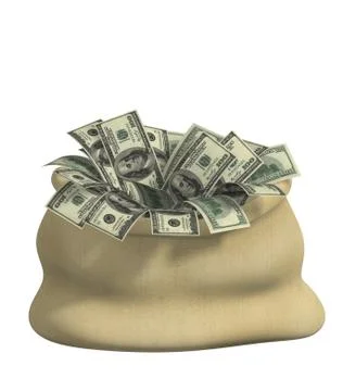 3d bag, filled dollars Stock Illustration