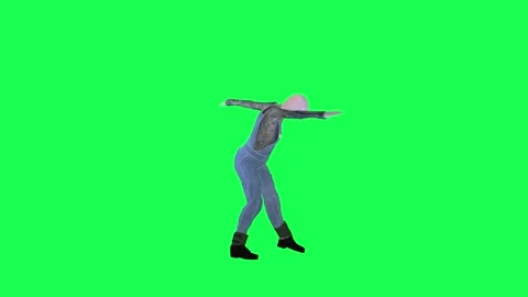 3D bald addict man dancing  left angle green screen 動画素材 252663145