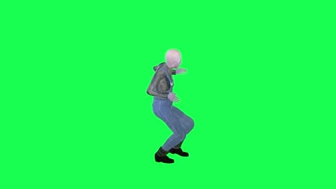 3D  bald farmer dancing silly isolated left angle green screen 스톡 동영상 252663075