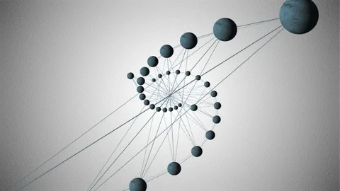 3D ball particles connected on a grid Stock Footage 72131903