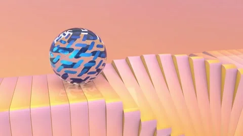 3D Ball Rolling On Pink Blocks Animation. 4K Stock Footage 171594611