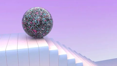 3D Ball Rolling On White Blocks Animation. 4K Stock Footage 171594656