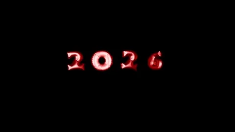 3D Balloon Text Animation Floating 2026 Letters Celebration Background red color Stock Footage 336591360
