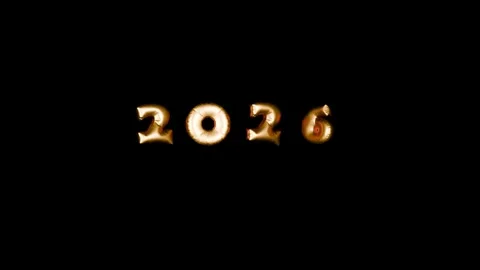 3D Balloon Text Animation Floating 2026 Letters Celebration Background gold colo Stock Footage 336591489