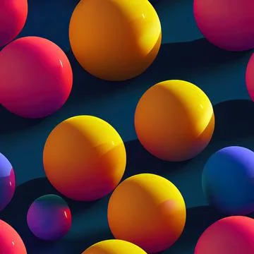 3d balls colorful seamless pattern. イラスト素材
