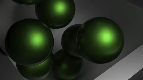 3D balls fall into box. Design. Colored rubber balls fall into 3d metal box. 3D 스톡 일러스트