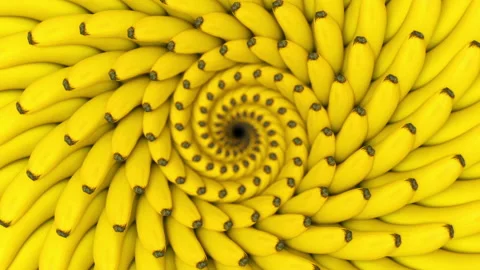 3D bananas swirl flower loop. Abstract circular flower constructed with bananas Stock Footage 150896077