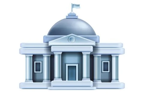 3D bank building vector icon, city museum Greek entrance government finance Ilustración de archivo